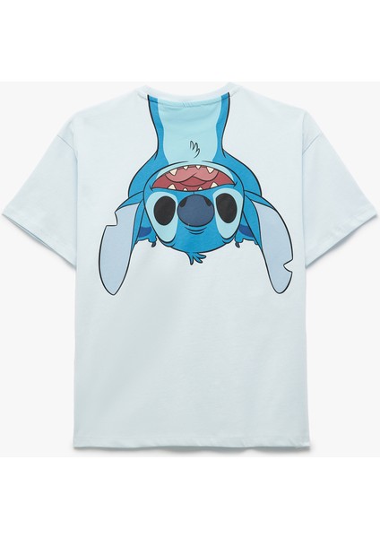 Lisanslı Stitch Baskılı Kısa Kollu Bisiklet Yaka Tişört fiyatları
