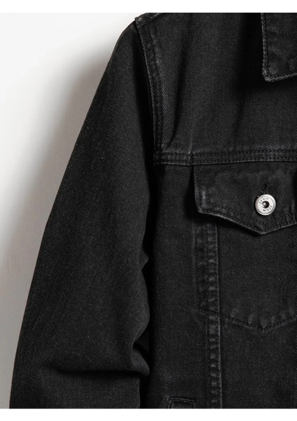 Erkek Jean Denim Standart Kalıp Cepli Düğmeli Kot Ceket indirimleri