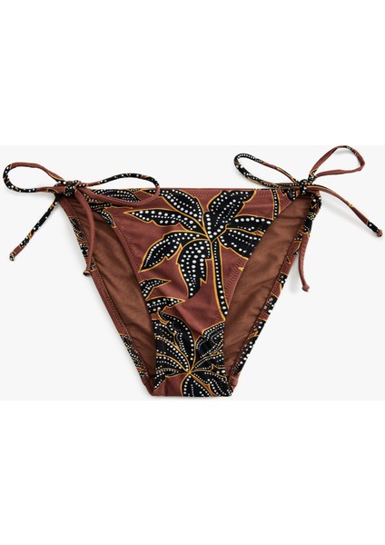 Astarlı Çiçek Desenli Yanları Bağlamalı Ipli Bikini Altı