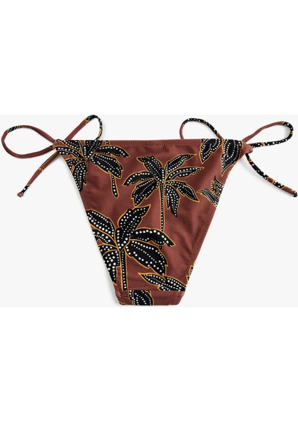 Astarlı Çiçek Desenli Yanları Bağlamalı Ipli Bikini Altı