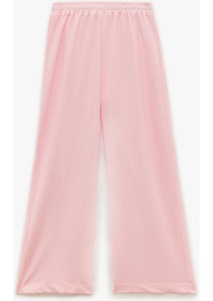 Bürümcük Kumaş Beli Lastikli Uzun Geniş Paça Pantolon