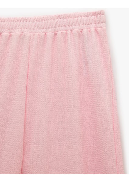 Bürümcük Kumaş Beli Lastikli Uzun Geniş Paça Pantolon modelleri