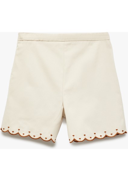 Palmiye Nakışlı Beli Lastikli Pamuklu Şort fiyatları