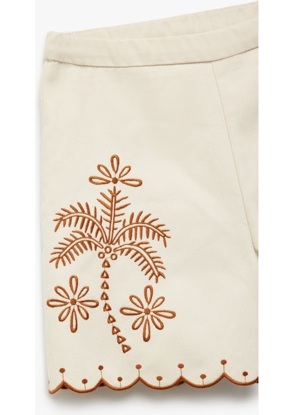 Palmiye Nakışlı Beli Lastikli Pamuklu Şort modelleri