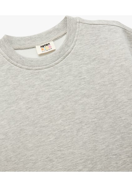 Viskon Karışımlı Bisiklet Yaka Basic Kısa Kollu Oversize Sweatshirt