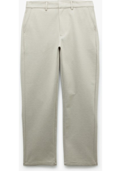 Viskon Karışımlı Pike Kumaş Katlamalı Paça Slim Fit Chino Pantolon