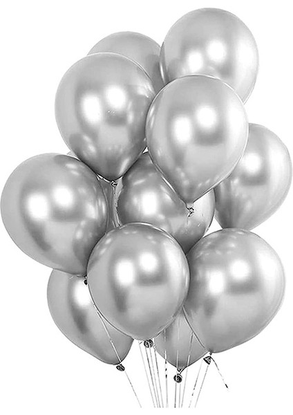 Metalik Balon Gümüş 50 Adet