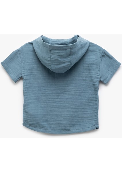 Kısa Kollu Pamuklu Müslin Kumaş Kapşonlu Gömlek fiyatları