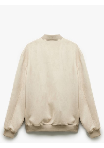 Kolej Yaka Cep Detaylı Uzun Kollu Suni Süet Bomber Ceket fiyatları