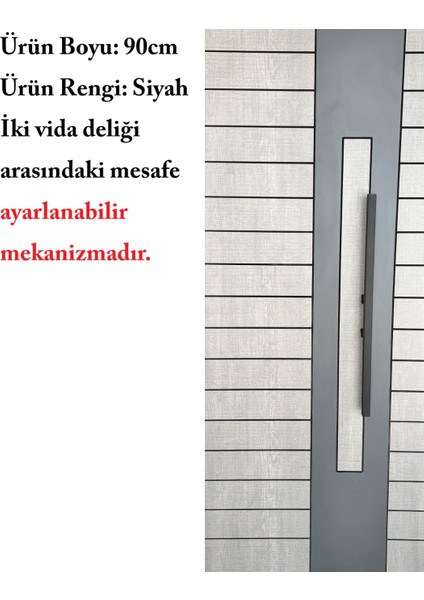 Çelik Kapı Çekme Kolu Tutma Kolu Kare Model Renk Siyah 90CM
