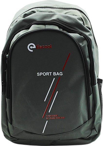 3 Bölmeli Sport Bag Okul Sırt Çantası Çizgi Baskılı Gri KOD:702