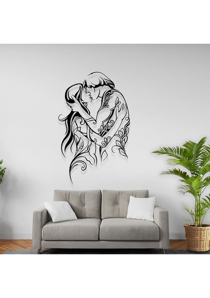 Romantik Yatak Odası Tabloları Öpüşen Çift Temalı Metal Tablo