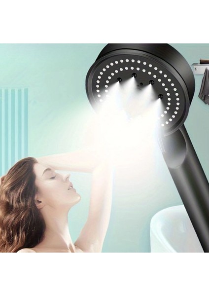 ® 5 Fonksiyonlu Yüksek Basınçlı Ayarlanabilir Siyah Duş Başlığı