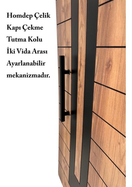 Çelik Kapı Çekme Kolu Tutma Kolu Kare Model Renk Siyah 50CM