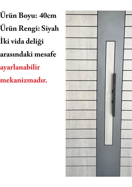 Çelik Kapı Çekme Kolu Tutma Kolu Kare Model Renk Siyah 40CM