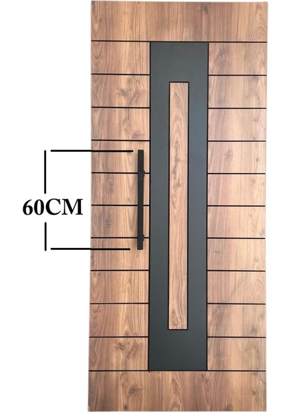 Çelik Kapı Çekme Kolu Tutma Kolu Kare Model Renk Siyah 60CM