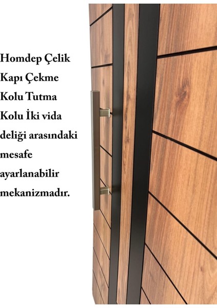 Çelik Kapı Çekme Kolu Tutma Kolu Kare Model Renk Saten ( Gümüş Gri) 50CM