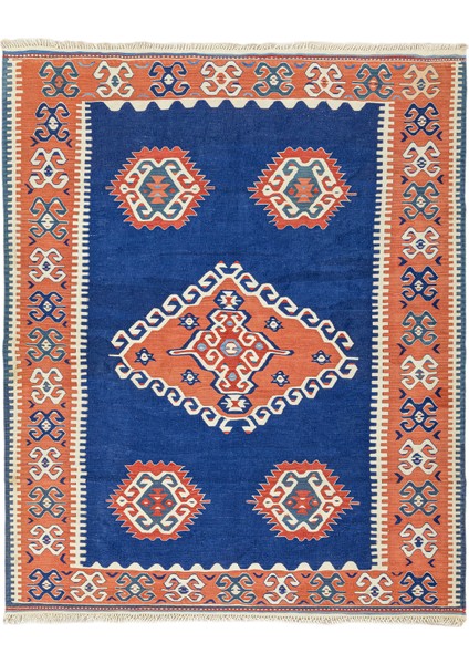 Arsen El Dokuma Mavi Yün Kilim 158 x 190 cm