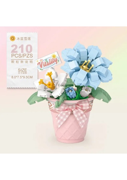 Moc Sevimli Buket Çiçekler Etli Flowerpot Bitki Kar Lotus Gül Zambak Modeli Yapı Taşları Setler Tuğla Oyuncak Şehir Color: Kutu Yok 180PCS (Yurt Dışından)