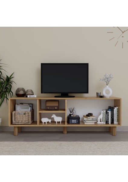 Bohem Serisi Natura Ceviz-Meşe Pvc Hasır Desen Tv Ünitesi