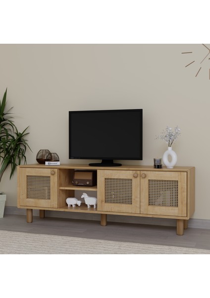 Bohem Serisi Natura Ceviz-Meşe Pvc Hasır Desen Tv Ünitesi