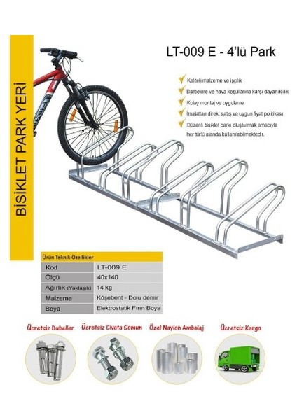 Ilgi Trafik Bisiklet Park Demiri 4'lü Statik Boyalı Park Yeri
