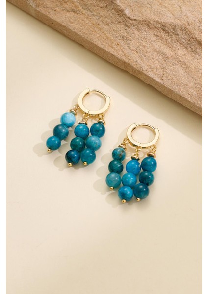 Mavi Doğaltaş Sallantılı Kadın Küpe