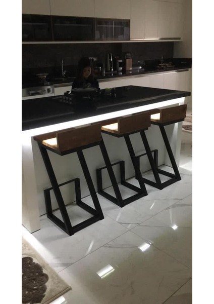 Bar Taburesi Retro Bar Sandalyesi Yüksek Bar Tipi Tabure Ahşapsız Tabure Ayağı