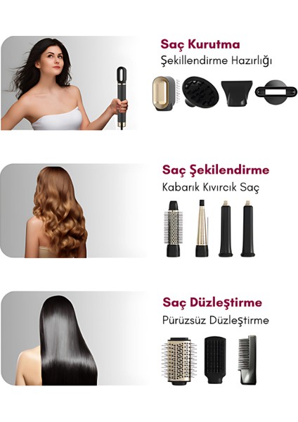 818 11 Başlık Multi Styler Hava Üflemeli Saç Şekillendirme Kurutma Çok Fonksiyonlu Ultra Set
