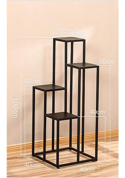 Ayaklı Saksı Standı Metal Çiçeklik 4'lü Saksılık