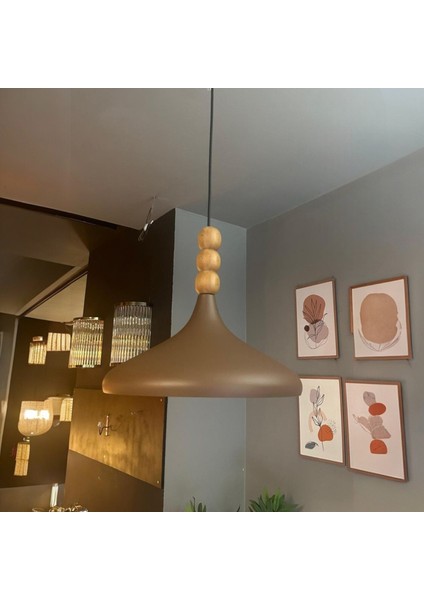 Sütlü Kahve Champion Ahşap Boncuklu Tekli Avize Sarkıt Salon Mutfak Butik Lamba Aydınlatma Avizeler indirimleri