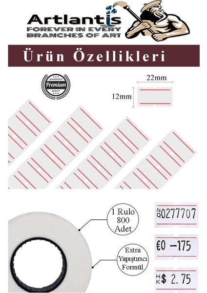 Etiket Makinesi Siyah 1 Adet Sarı Etiketi 10 Rulo Sekiz Haneli Etiketi Makinası Lira Dolar Euro Dayanıklı