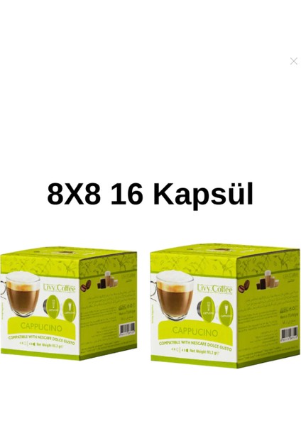 Dolce Gusto Uyumlu Cappucino Kapsül Kahve 8x8 16 Kapsül