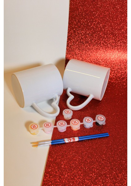 Sevgili Kalpli Kupa Boyama Seti - Hediye Seti fırsatları