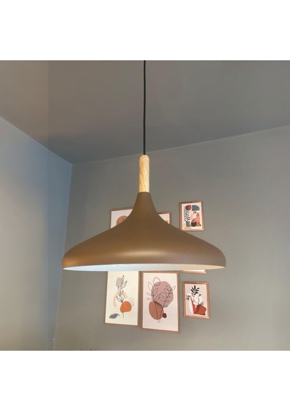 Sütlü Kahve Champion Ahşap Tekli Avize Sarkıt Salon Mutfak Cafe Butik Lamba Aydınlatma Avizeler