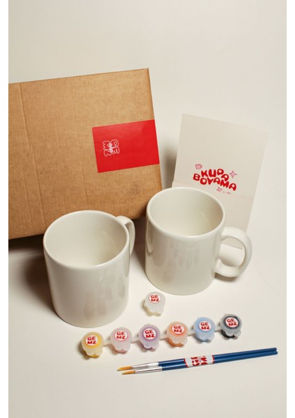 Premium Porselen Sevgili Kupa Boyama Seti - Hediye Seti modelleri