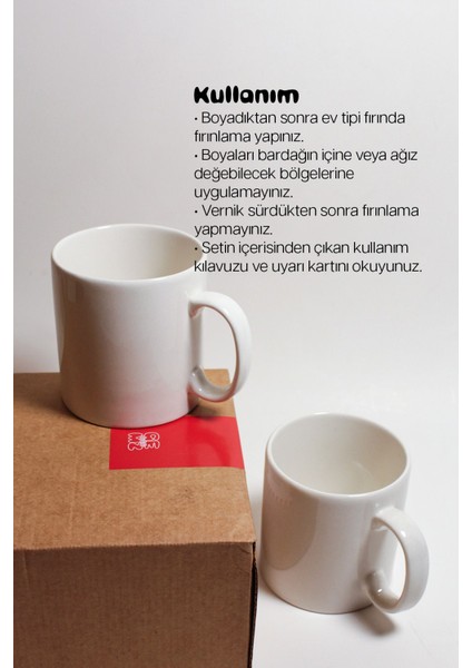 Premium Porselen Sevgili Kupa Boyama Seti - Hediye Seti indirimleri