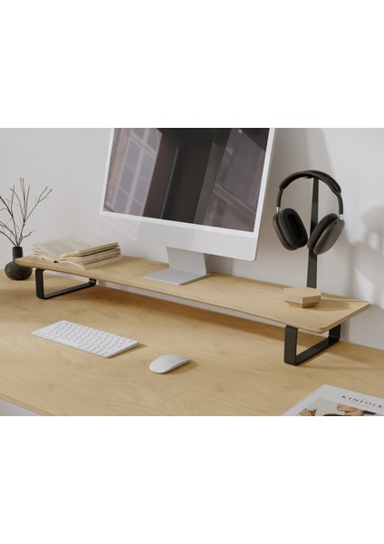 Doğal Ahşap Monitör Yükseltici Monitor Altlığı Monitör Sehpası Curve