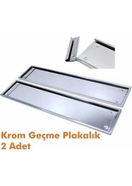Paslanmaz Krom Metal Plakalık 52.7cm x 11.5cm Ön Arka Takım 2 Adet