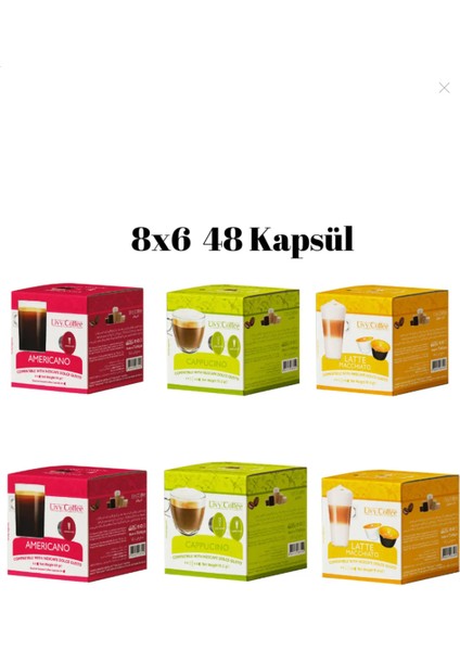 Dolce Gusto Uyumlu Kapsül Kahve Karma 6x8 48 Kapsül
