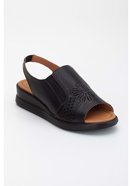 Kadın Deri Lastikli Sandalet - Beyaz fırsatları