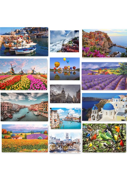 510LAVANTA Stili Çocuklar Için Eğitici Oyuncak Manzara Desenli Puzzle Seti - Noel Hediyesi (Yurt Dışından)