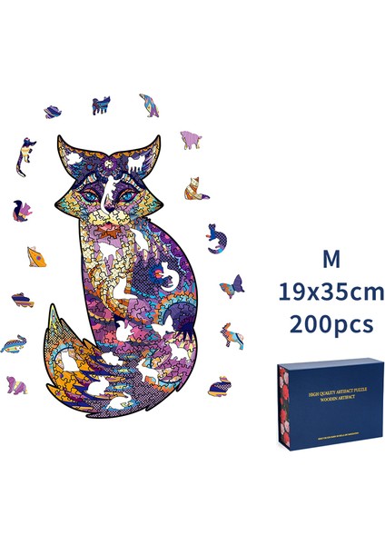 Mor Tilki M Stili Yeni Benzersiz Hayvan Ahşap Bulmaca Yetişkin Çocuk Dinozor Hediye Kutusu Yapboz Çocuklar 3D Ahşap Bulmaca Oyun Oyuncakları Tatil Hediyeleri (Yurt Dışından)