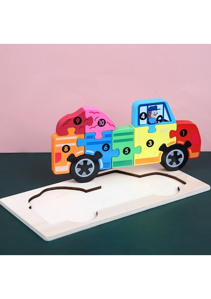 Kamyon Tarzı Çocuklar Için Ahşap Eğitici Oyuncaklar Hediye 3D Puzzle Montessori Oyun Hayvan Jigsaw Montaj Modeli Eğitici Oyunlar (Yurt Dışından)