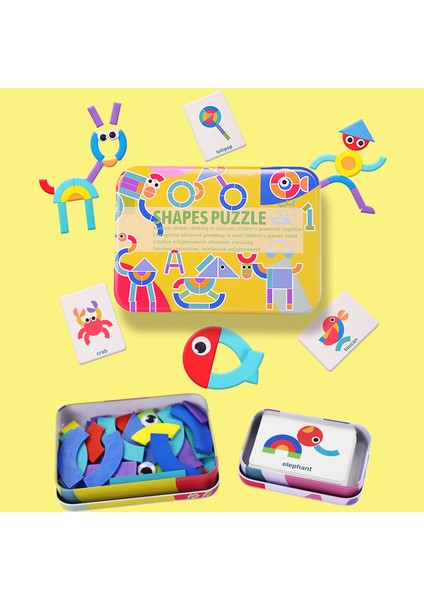 C Stili Bebek Ahşap Hayvan 3D Puzzle Oyuncağı Renkli Tangram Çocuklar Montessori Eğitici Sıralama Oyunları Hediye Oyuncaklı Çocuklar Için Etkileşimli Oyuncak (Yurt Dışından)