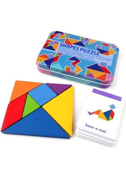C Stili Bebek Ahşap Hayvan 3D Puzzle Oyuncağı Renkli Tangram Çocuklar Montessori Eğitici Sıralama Oyunları Hediye Oyuncaklı Çocuklar Için Etkileşimli Oyuncak (Yurt Dışından)
