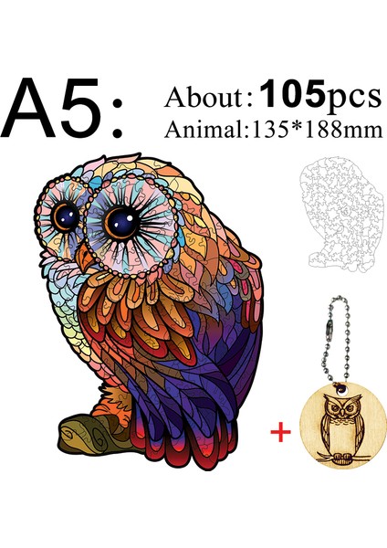 Mty-20-A5 Stili Ahşap Bulmaca Jigsaw En Iyi Hediye Yetişkinler ve Çocuklar Için Benzersiz Şekilli Bulmaca Parçaları Büyüleyici Baykuş A3 A4 A5 (Yurt Dışından)
