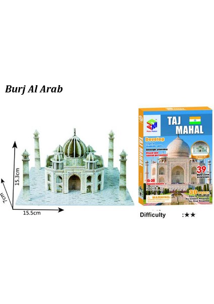 Burj Al Arab Style 3D Üç Boyutlu Ünlü Bina Model Oyuncakları Bulmaca Çocuklar Kendin Yap Dünya Ünlü Tower Köprü Ev Jigsaw Eğitici Oyuncak Hediye Zxh (Yurt Dışından)