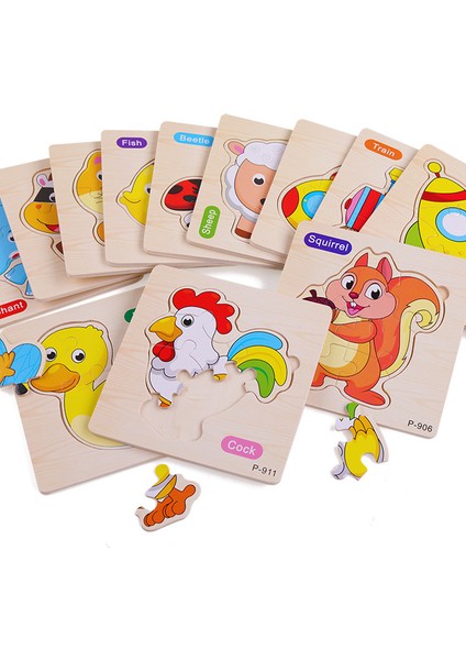 No.43 Tarzı 1 Adet Bebek 3D Ahşap Hayvan Trafik Jigsaw Bulmaca Eğitici Oyuncak Erken Öğrenme Algısı Çocuklar Karikatür Kavrama Zeka Bulmacası (Yurt Dışından)