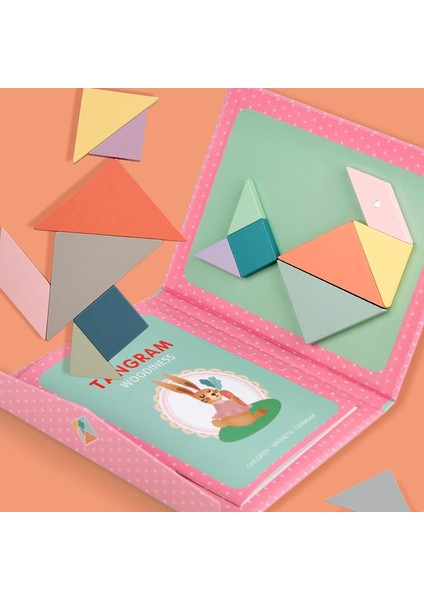 NB1716C1 Stili Ahşap Jigsaw Manyetik Tangram Bulmaca Kitabı Eğitici Oyuncaklar Çocuklar Bebek Çocuk Taşınabilir Montessori Öğrenme Zekası (Yurt Dışından) fırsatları